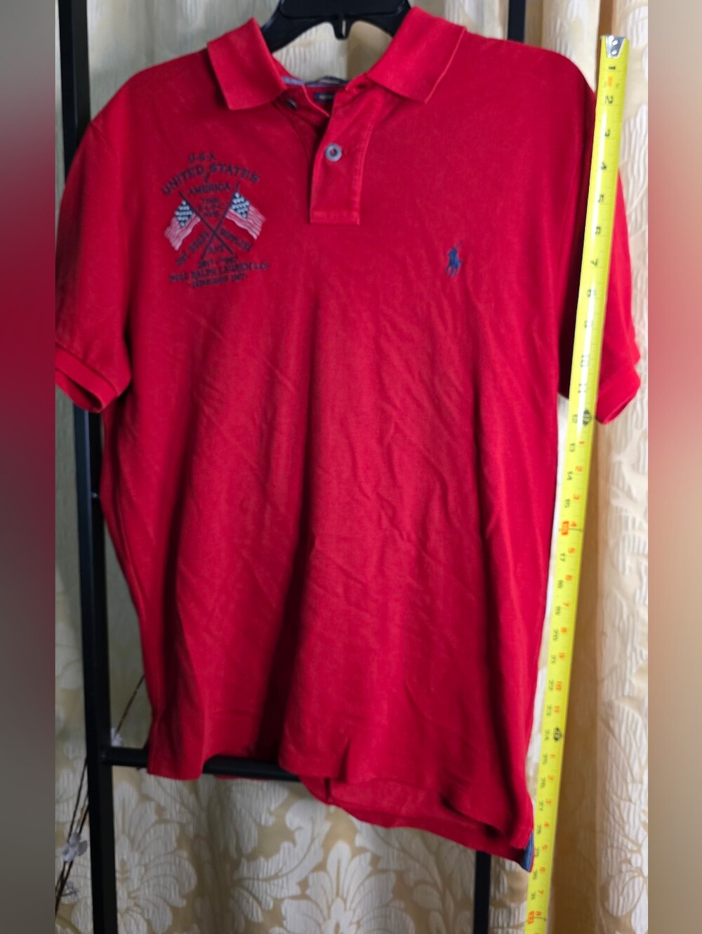 Polo Ralph Lauren Vintage Men Shirt Medium  AMERICAN FLAG